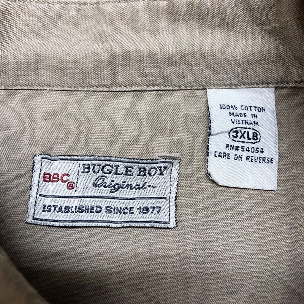 BUGLE BOY◇BBC 長袖シャツ ボタンダウンシャツ トップス 無地 ベージュ系 cotton100% アメカジ USA古着 メンズ3XLB 大きいサイズ_画像5