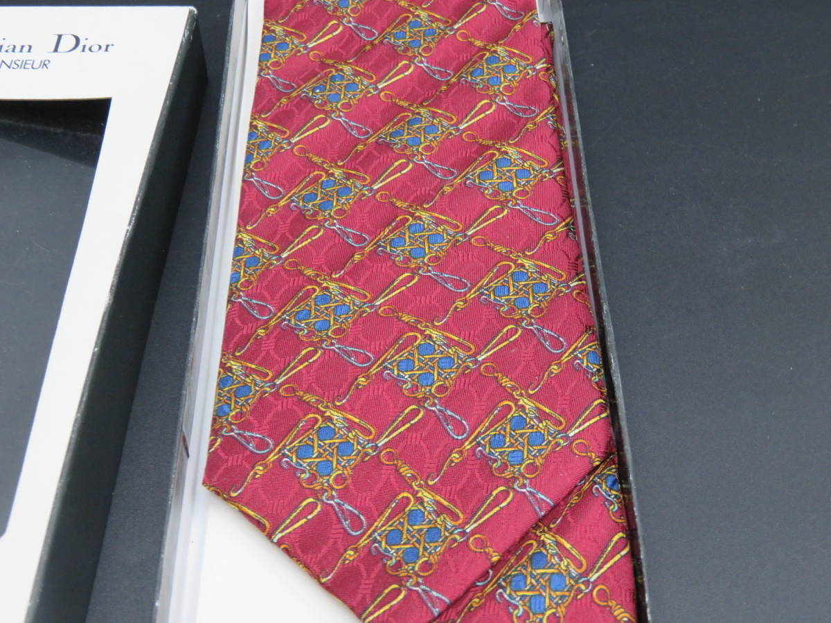 Christian Dior Christian * Dior men's necktie red × writing sama business suit clothing accessories brand R34910