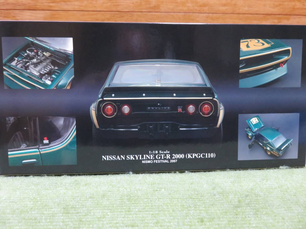 京商・オリジナル 1/18 日産 スカイライン GT-R (KPGC110) ケンメリ レーシング “ニスモ フェスティバル 2007” (メタリックグリーン)_画像7