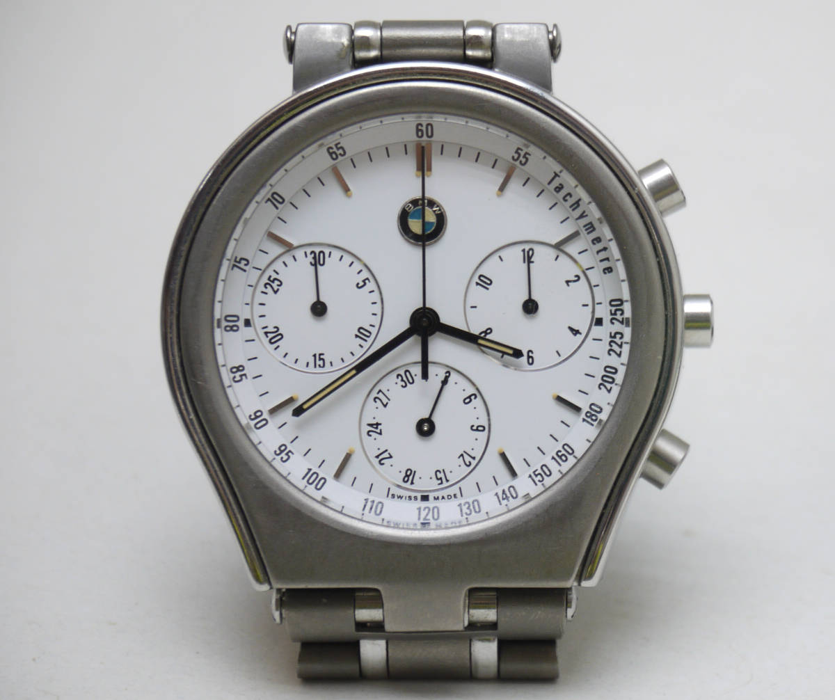 ■ 希少 BMW 腕時計 TACHYMETER スイス製 クォーツ 腕時計 クロノグラフ 難ありジャンク_画像2