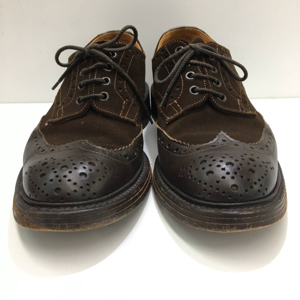 KZ377★Tricker's M5633 BURTON コンビレザー ウイングチップシューズ★UK8 ★ブラウン トリッカーズ バートン_画像4