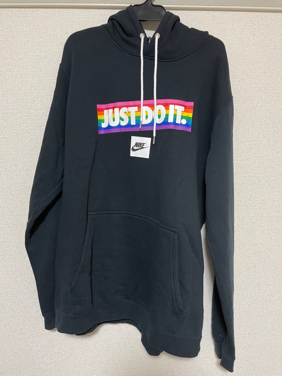 美品 NIKE ナイキ パーカー 黒 レインボー メンズXLサイズ