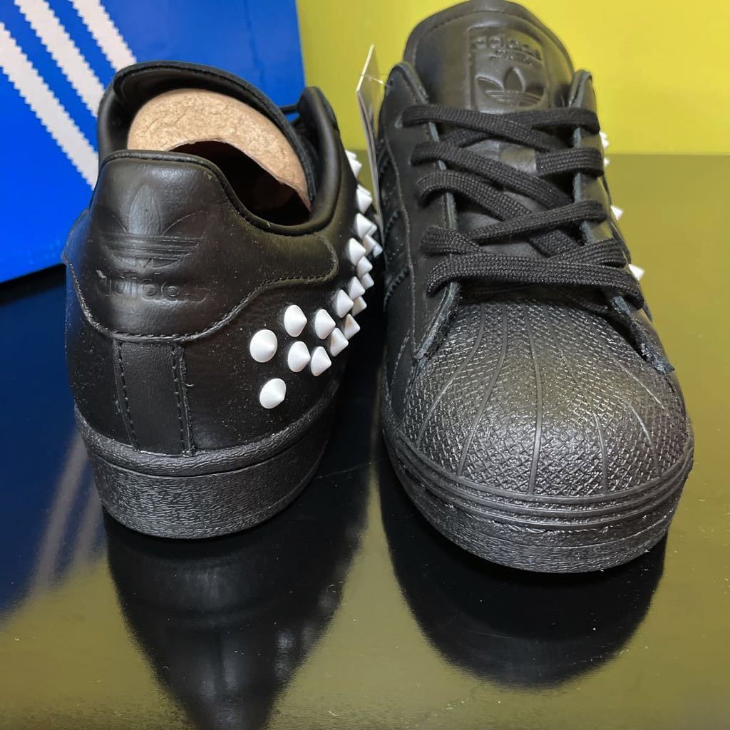 23.5cm★ 新品 アディダス オリジナルス スーパースター スタッズ adidas SUPERSTAR W WHITE STUD レザー スニーカー 黒 FV3343_画像4