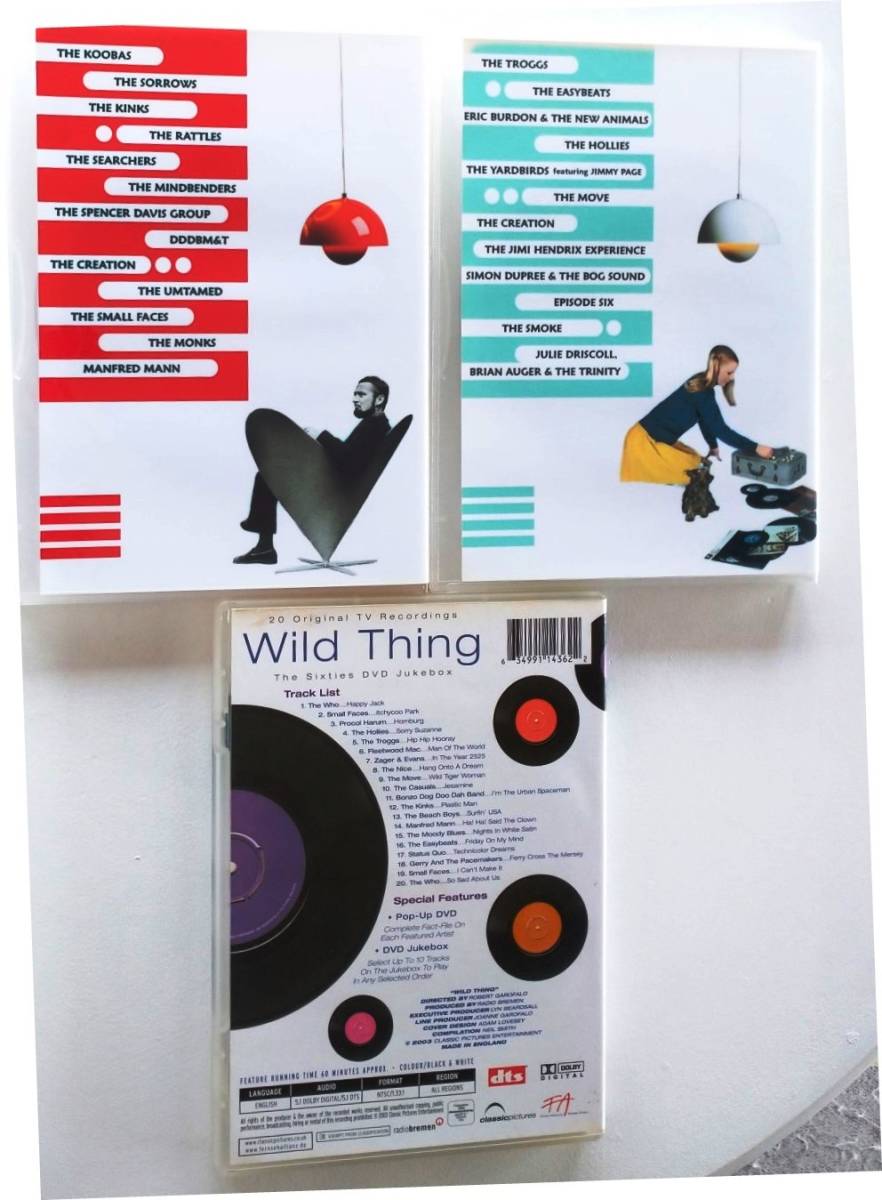 【送料無料】60年代英国ビートグループ中心DVD3枚[WILD THING-The Sixties DVDJukebox-]60min + [BEAT!BEAT!BEAT! Volume.1＆2]各 約120min