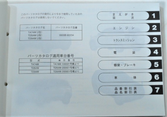 スズキ ESCUDO TA74W.TD54W.TD94W 2型 2版 パーツカタログ_画像2