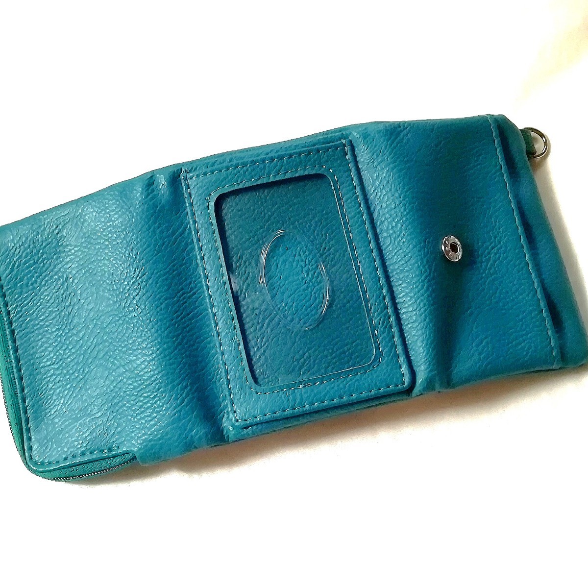 ミニ財布、二つ折り財布　ターコイズブルー