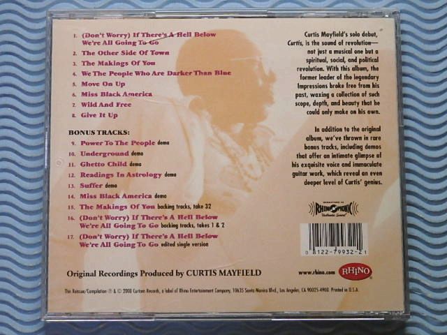 [輸入盤]カーティス・メイフィールド「カーティス/Curtis（+9）」Curtis Mayfield/リマスター/Remaster/名盤_画像2