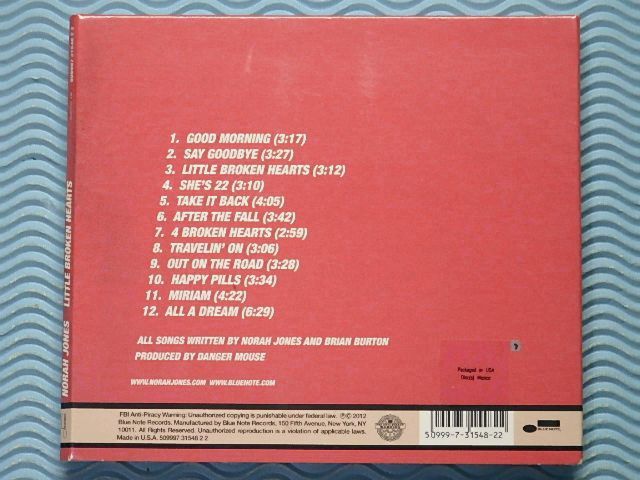 [輸入盤]ノラ・ジョーンズ「リトル・ブロークン・ハーツ/Little Broken Hearts」Norah Jones/5thソロアルバム/紙ジャケット_画像2