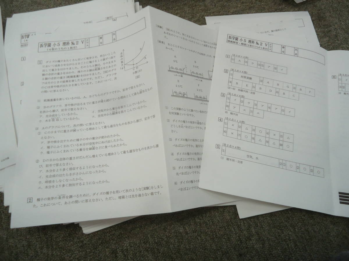 浜学園 小5/5年 理科 Vクラス 復習テスト(実力含む)NO 1~NO 浜学園 小5/5年 理科 Vクラス 復習テスト(実力含む)NO 1~NO