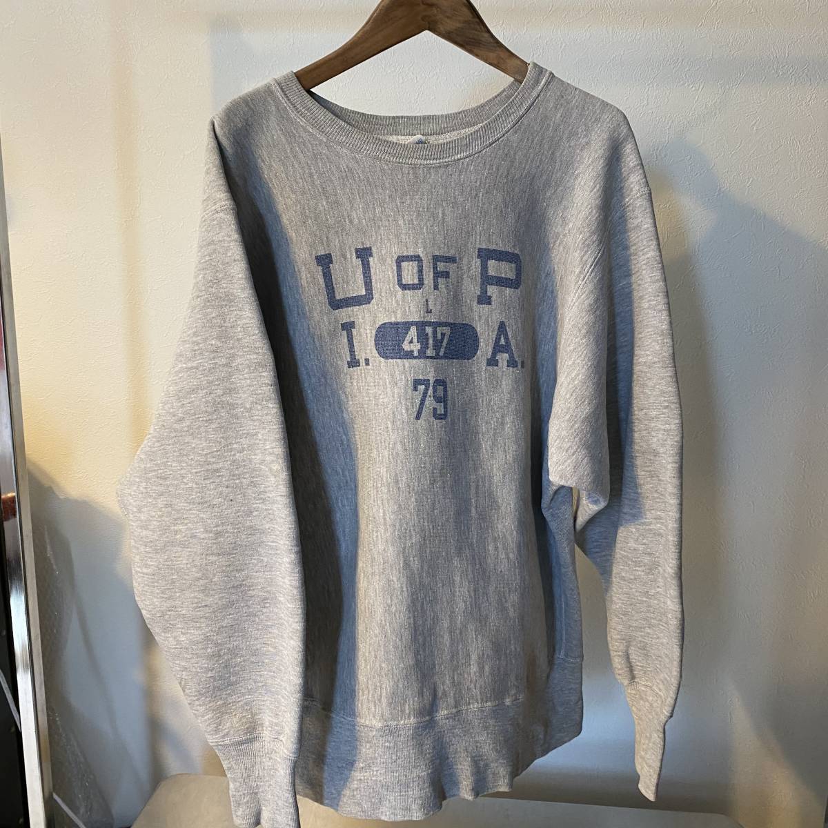 希少 70s 単タグ USA製 champion U of P リバースウィーブ 染み込み チャンピオン sizeL