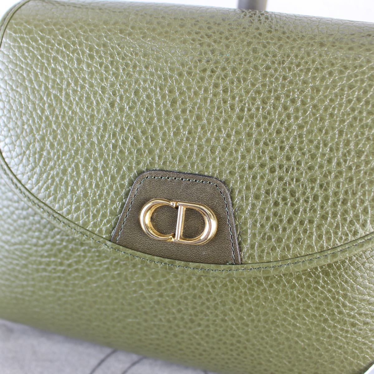 新品タグ付Christian Dior LOGO LEATHER SHOULDER BAG MADE IN FRANCE