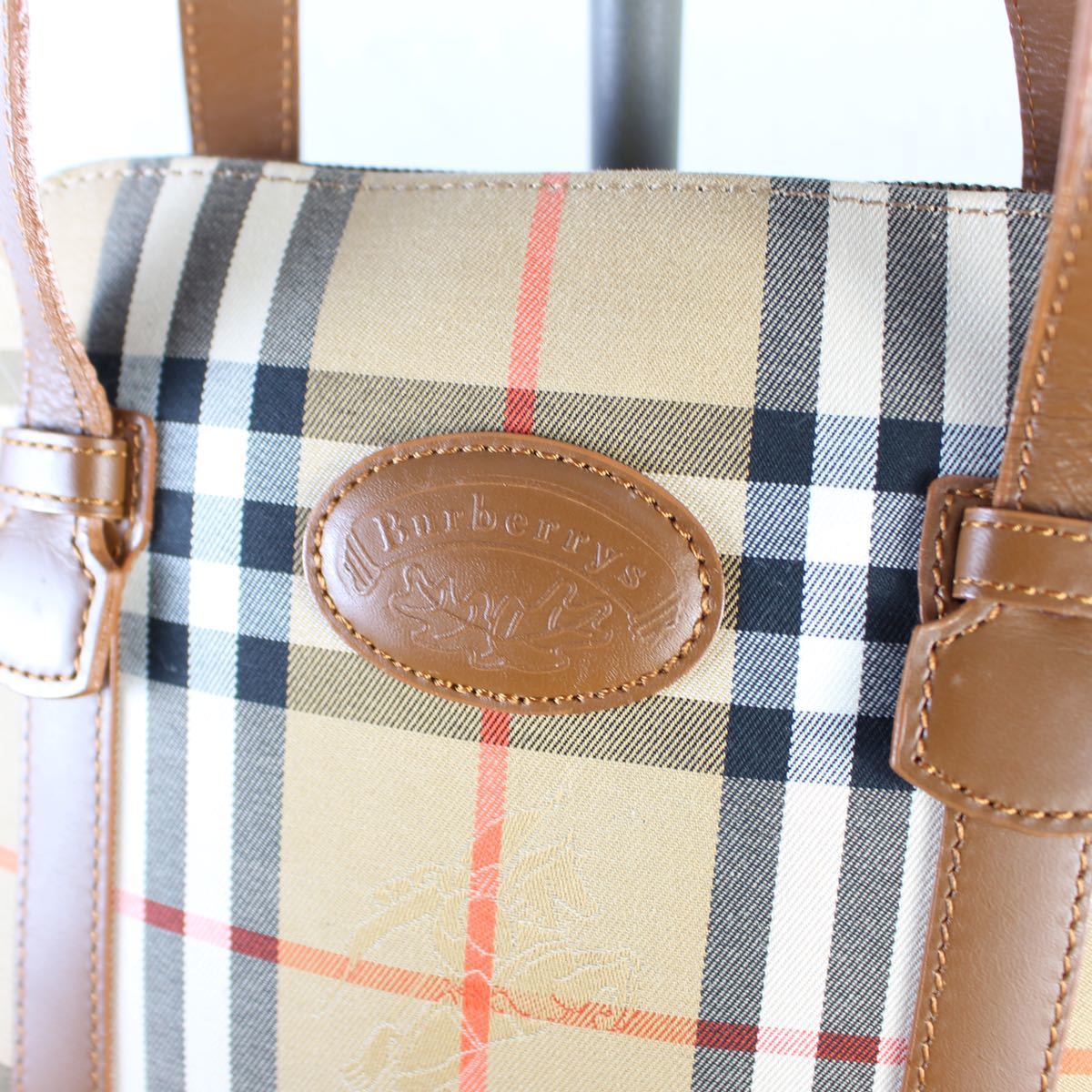 BURBERRYS CHECK PATTERNED TOTE BAG/ Burberry z check pattern tote bag 