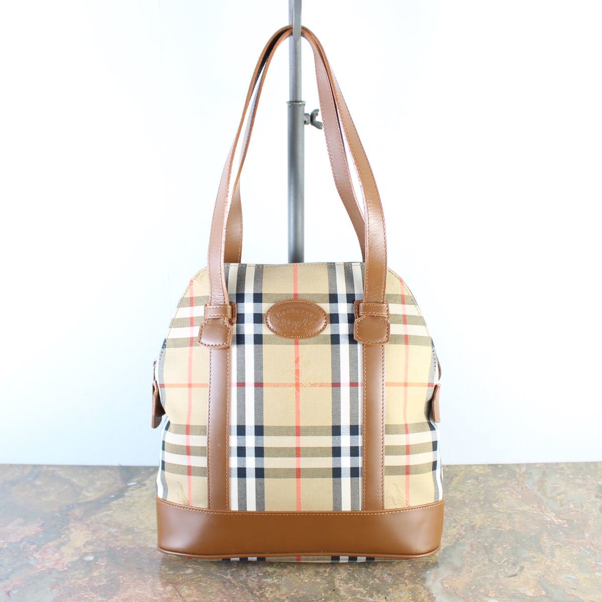 BURBERRYS CHECK PATTERNED TOTE BAG/ Burberry z check pattern tote bag 