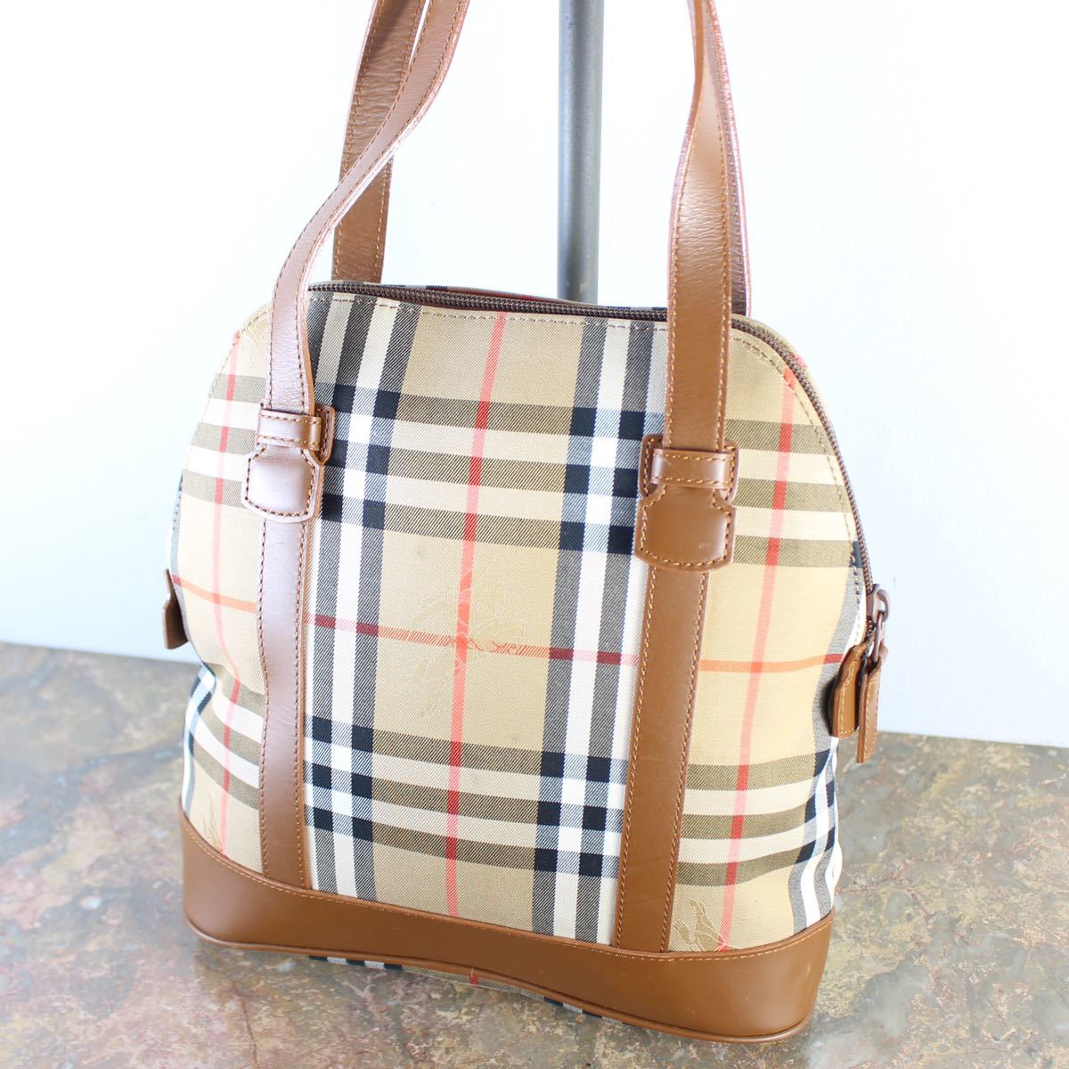 BURBERRYS CHECK PATTERNED TOTE BAG/ Burberry z check pattern tote bag 