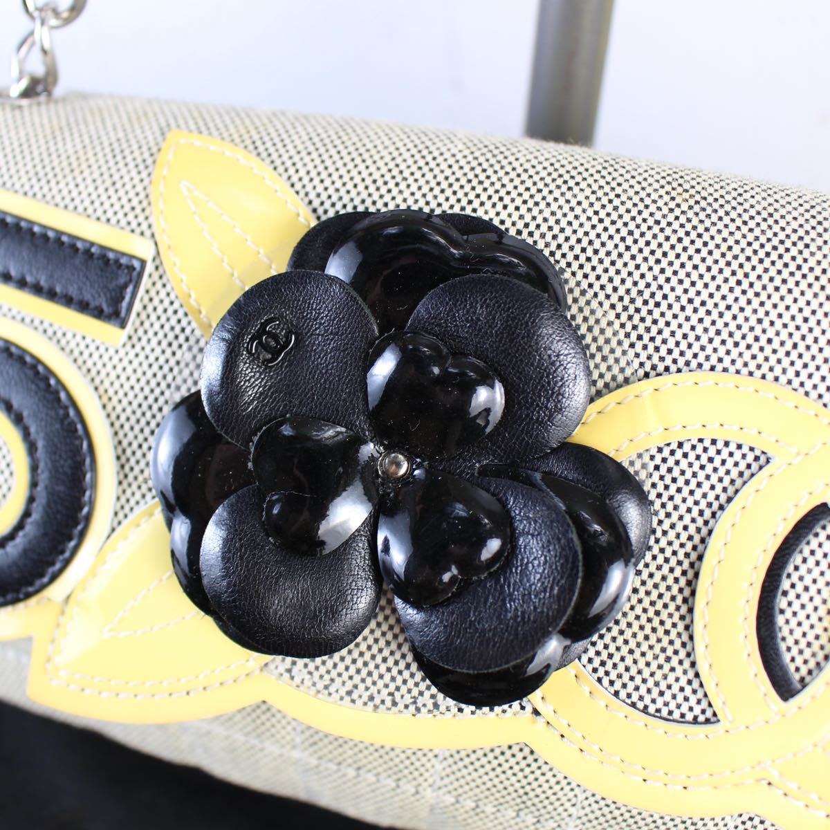 CHANEL CHOCO BAR NO5 CAMELLIA DESIGN SEMI SHOULDER BAG MADE IN