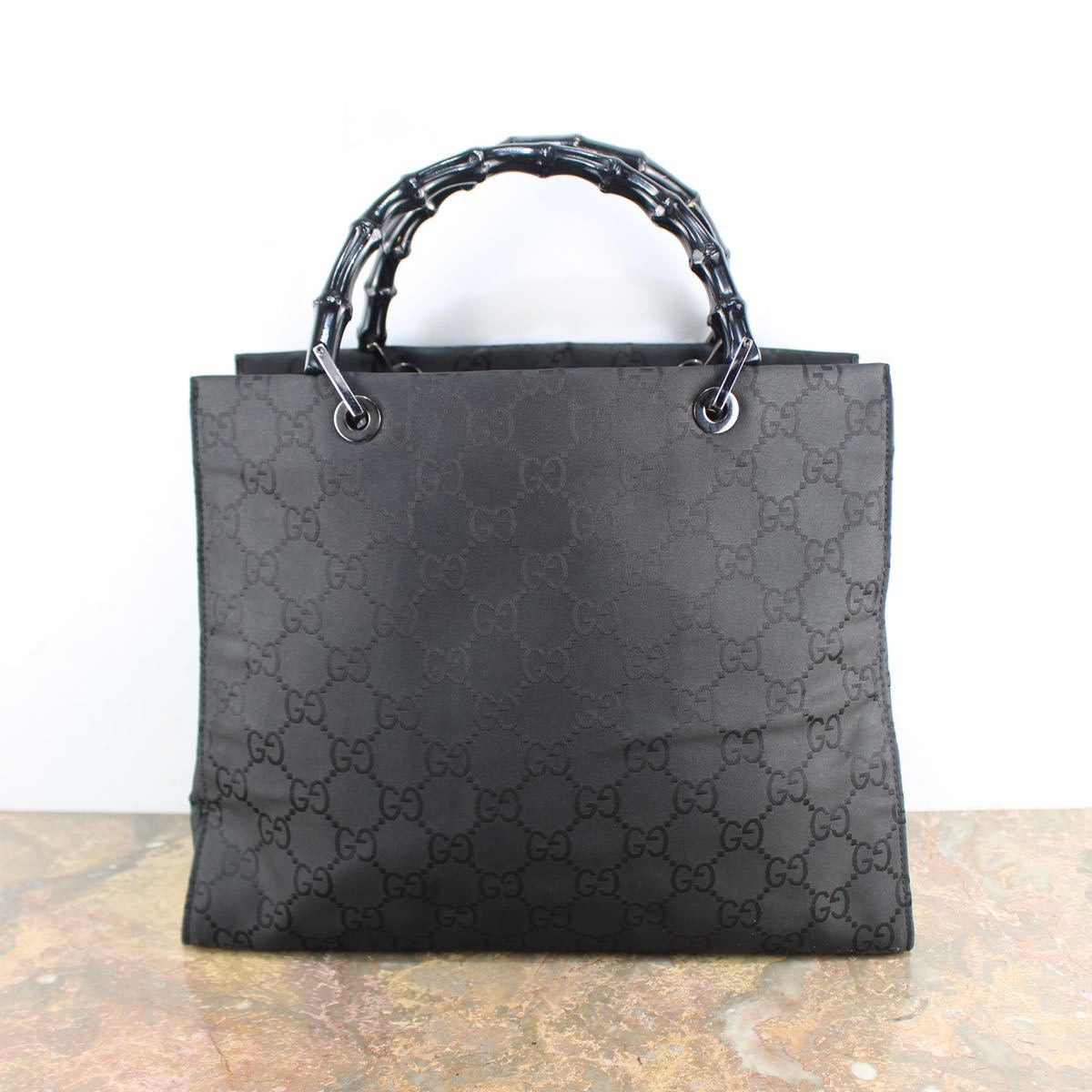 GUCCI GG PATTERNED NYLON BAMBOO HAND BAG MADE IN ITALY/グッチGG柄