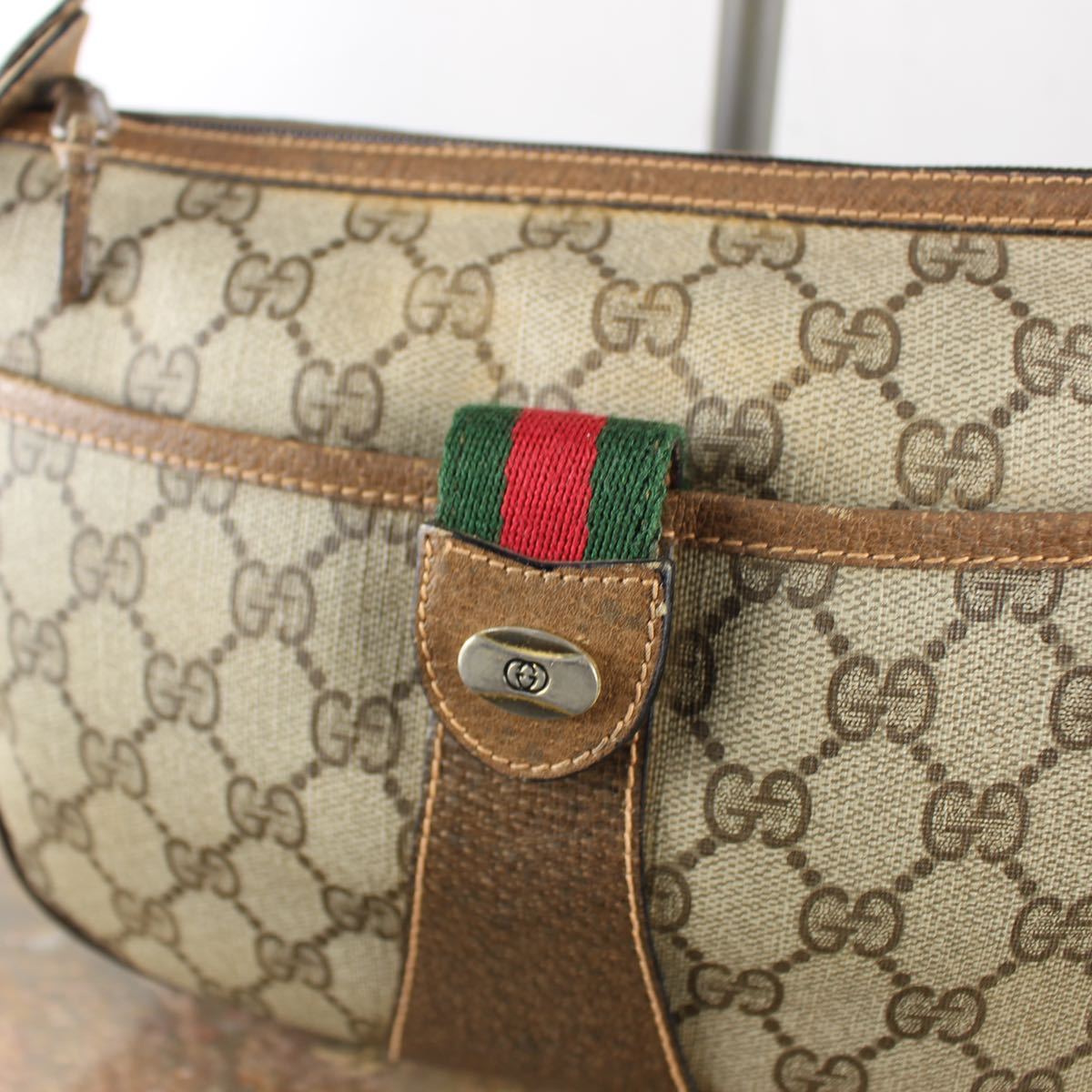 OLD GUCCI GG PATTERNED SHERRY LINE SHOULDER BAG MADE IN ITALY/オールドグッチGG柄シェリーラインショルダーバッグ