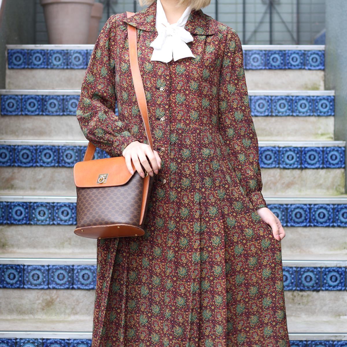OLD CELINE MACADAM PATTERNED LOGO SHOULDER BAG MADE IN ITALY