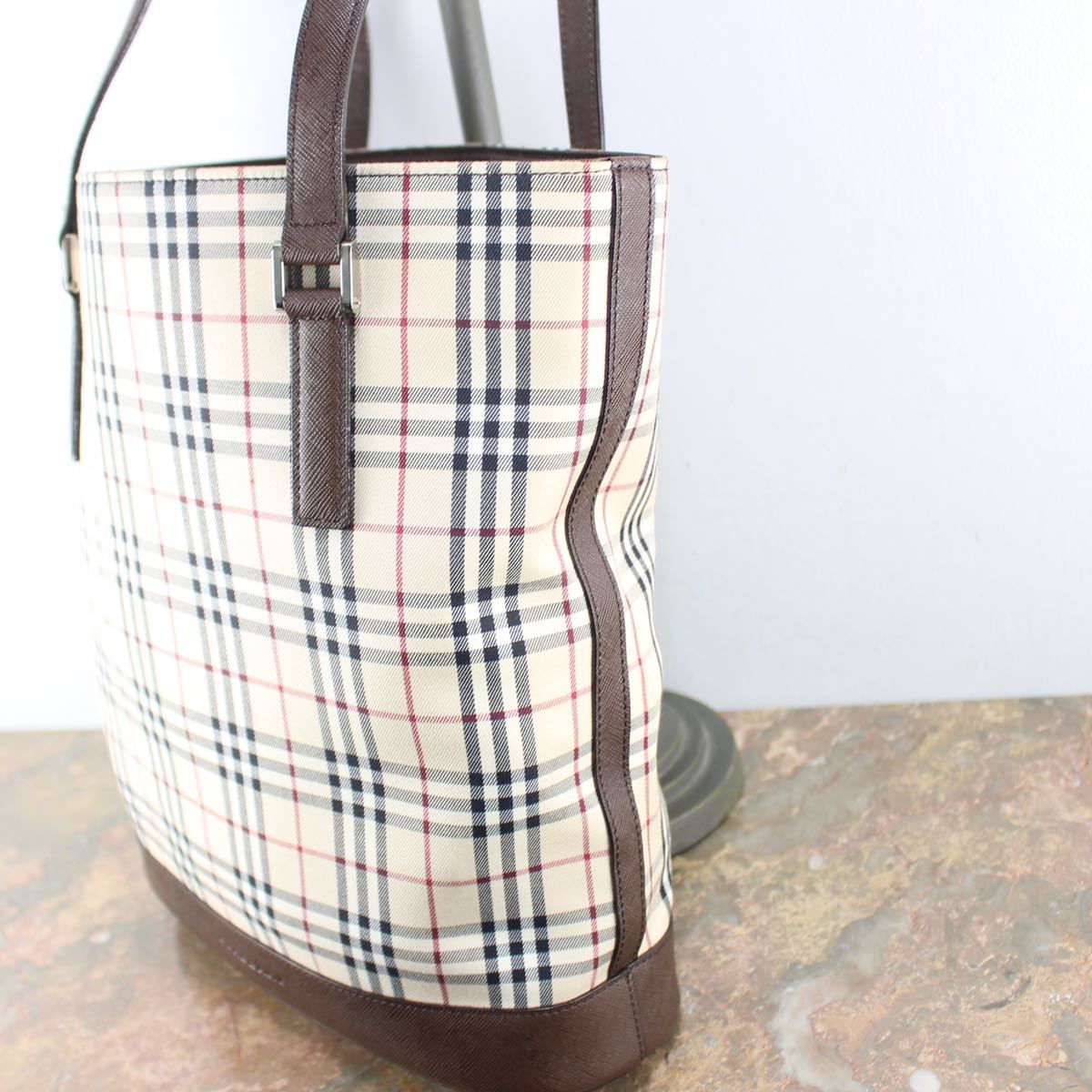 BURBERRY CHECK PATTERNED LOGO TOTE BAG/バーバリーチェック柄ロゴトートバッグ