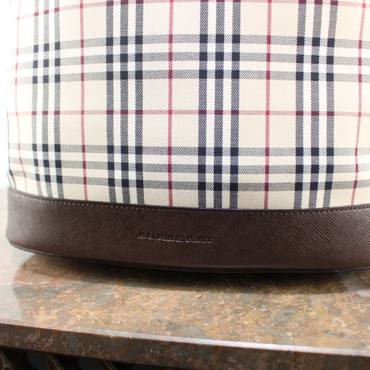 BURBERRY CHECK PATTERNED LOGO TOTE BAG/バーバリーチェック柄ロゴトートバッグ