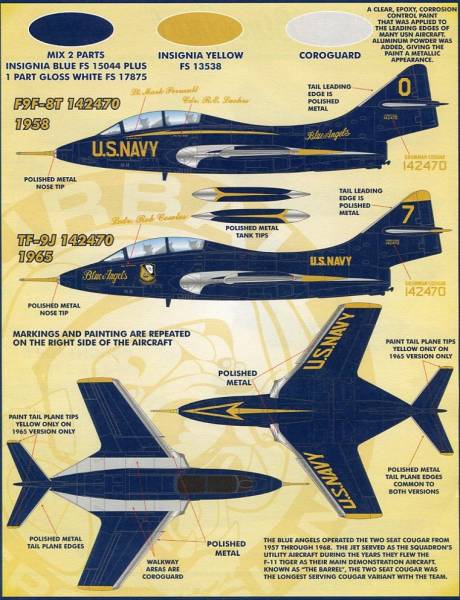 1/48 ファーボールデカール　ブルーエンジェルスのF9F-8クーガー_画像2