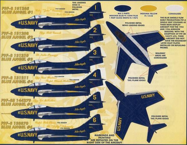 1/48 ファーボールデカール　ブルーエンジェルスのF9F-8クーガー_画像3