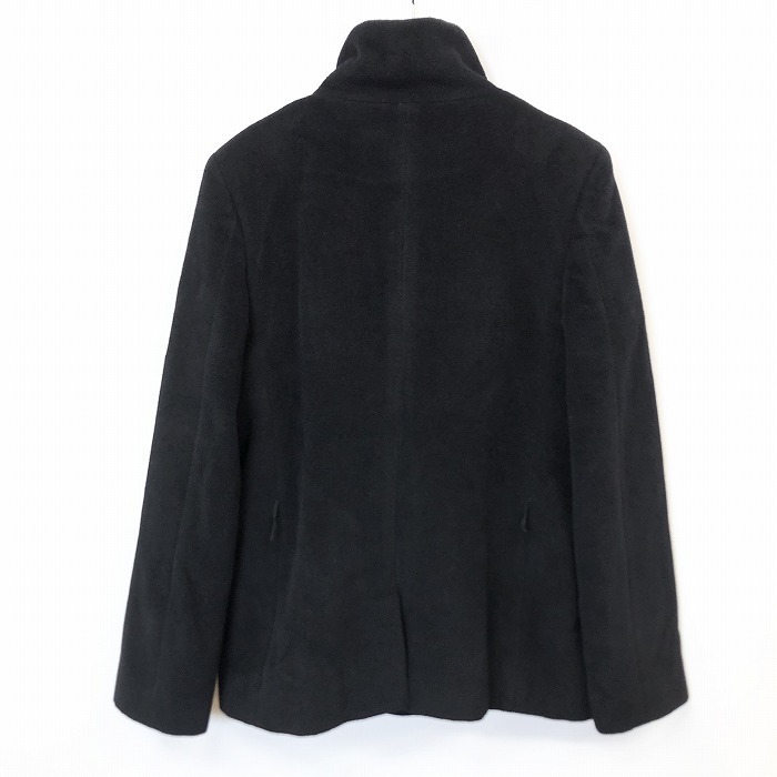 Calvin Klein Calvin Klein 6 lady's woman high‐necked half coat jacket button stop lining attaching plain long sleeve Anne gola× wool black 