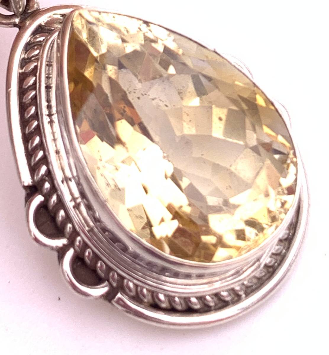 天然石シトリン（黄水晶）silver925トップ―0M1_画像3