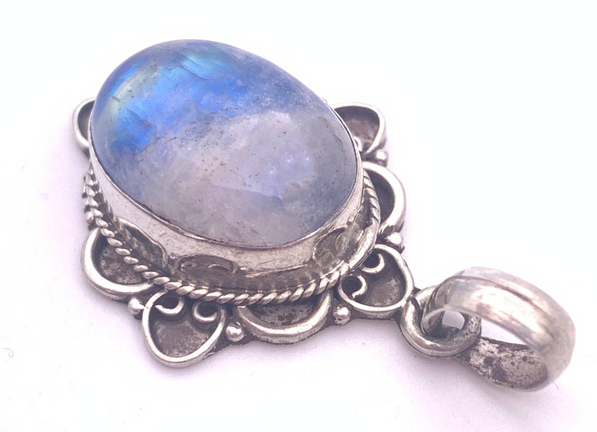  natural stone moonstone antique manner silver925 top -ATQ1