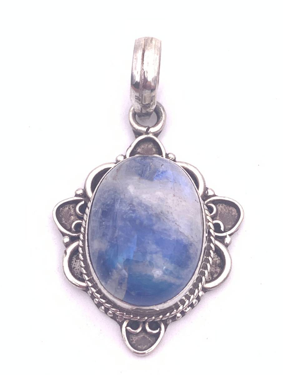 natural stone moonstone antique manner silver925 top -ATQ1