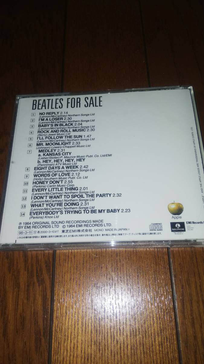 1998年盤 国内盤CD BEATLES FOR SALE 帯無し ビートルズ PARLOPHONE_画像6