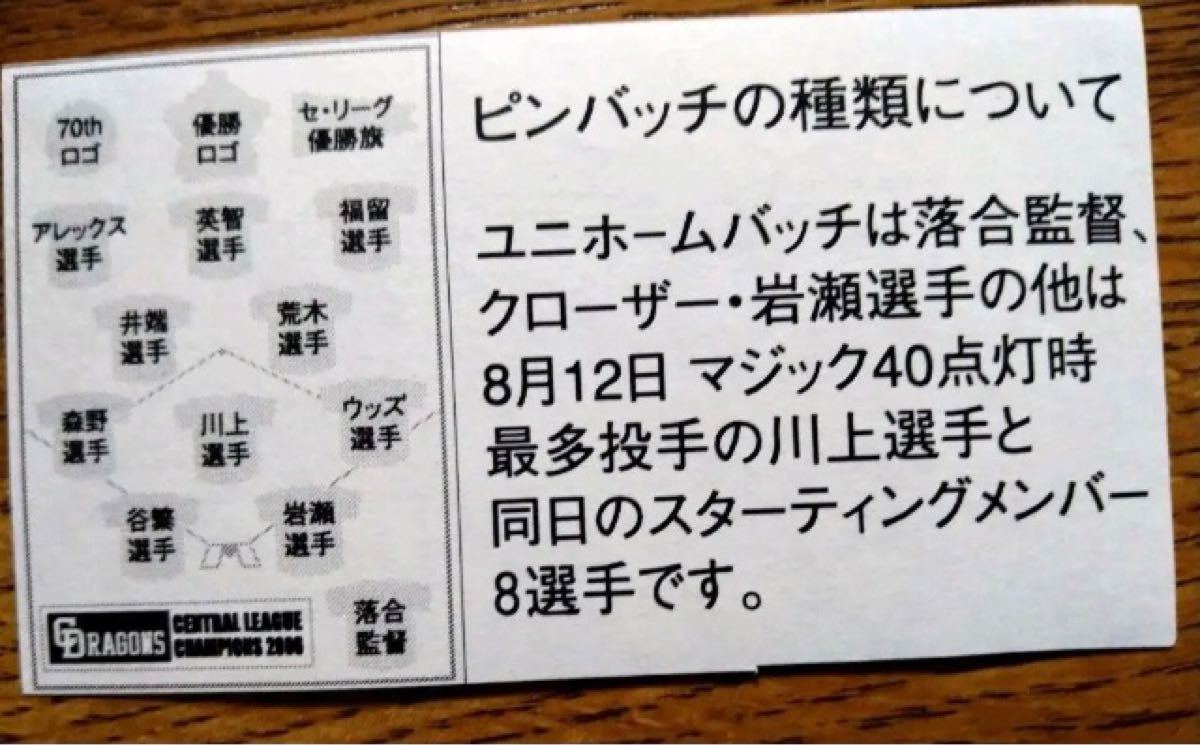 中日ドラゴンズ 2006年 優勝ピンバッチ|Yahoo!フリマ(旧PayPay 中日ドラゴンズ 2006年 優勝ピンバッチ|Yahoo!フリマ(旧PayPay
