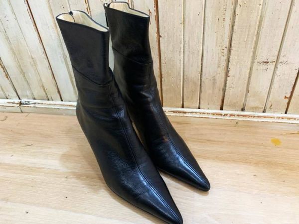 ☆イタリア製 GUCCI/グッチ ピンヒール レザー ショート ブーツ