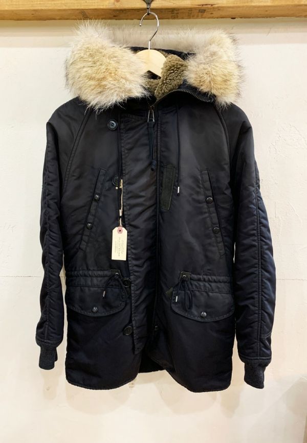 K70★OLD JOE/オールドジョー 14AW-FHJ FUR TRIM HOODED JACKET コヨーテファー N-3B PADE BLACK サイズ38 定価140.000 美品 ★