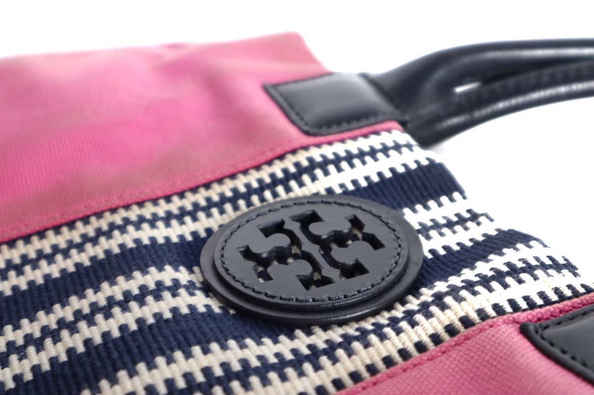 Tory Burch トリーバーチ トートバッグ キャンバス レザー　ピンク_画像10