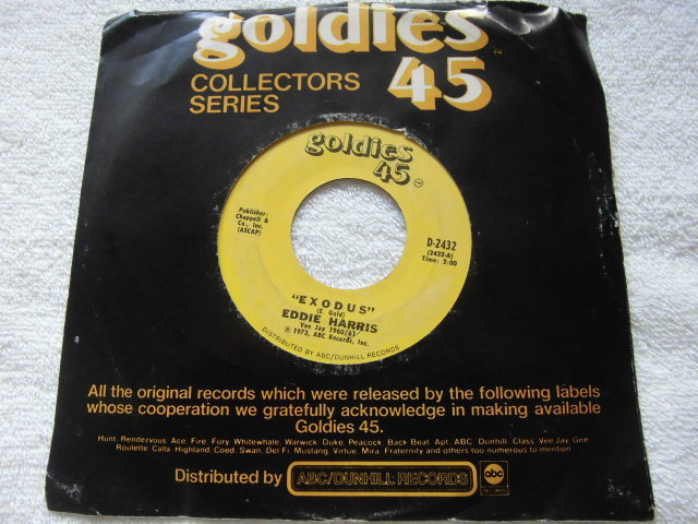 7インチ！Eddie Harris Exodus / Alicia / Goldies 45 D-2432 レコード, 7", 45 RPM, Reissue / 1973_画像3