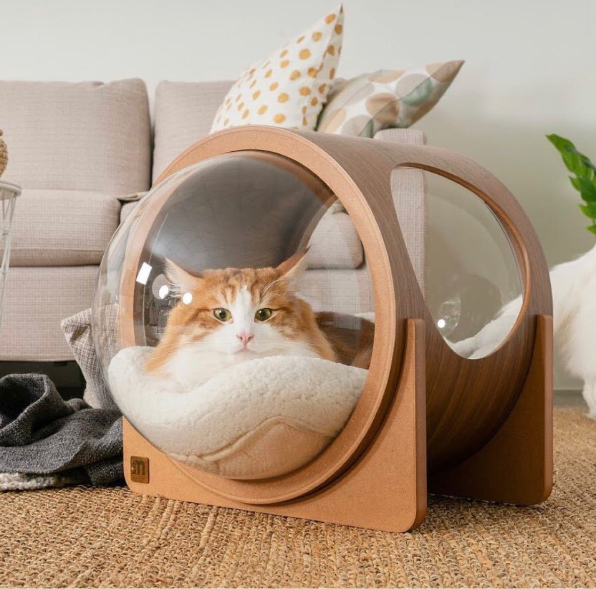 MYZOO マイズー 宇宙船ALPHA ウォールナット 猫用ベッド - www