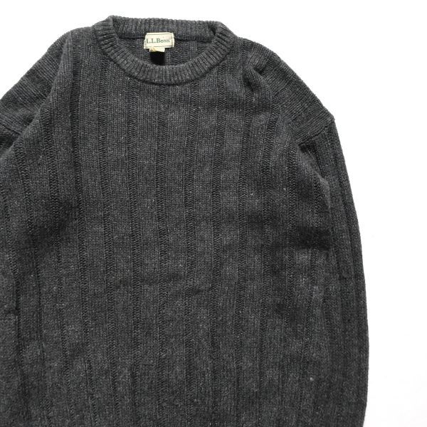 非常に高い品質 (L) 灰 ニットセーター ウール シルク リブ編み L.L.BEAN LLビーン 90's グレー系 オールド 旧タグ 90年代 クルーネック 男性用 非常に高い品質 (L) 灰 ニットセーター ウール シルク リブ編み L.L.BEAN LLビーン 90's グレー系 オールド 旧タグ 90年代 クルーネック 男性用