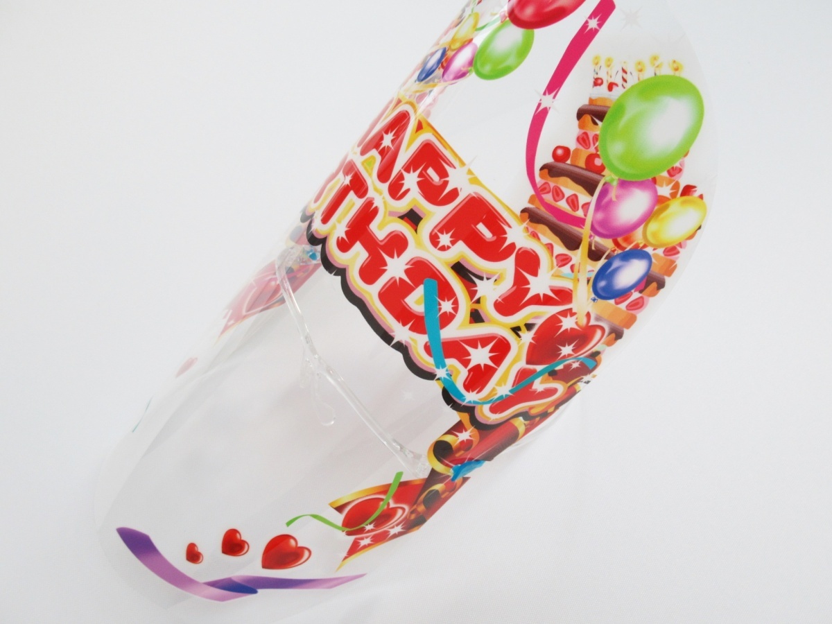 ハッピーバースデー 誕生日 お祝い 特大フェイスシールド マスク お面 メガネ型 日本製 パーティーグッズ 飛沫防止_画像4