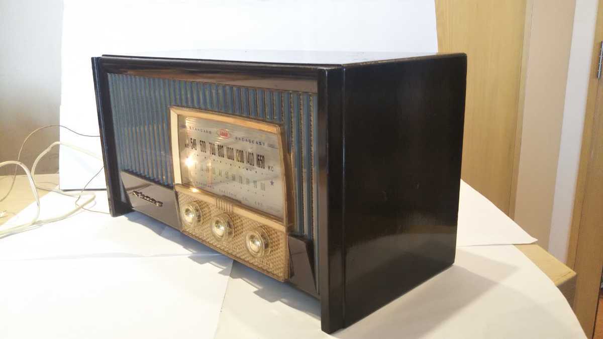  sharp . river electro- machine, vacuum tube radio,5F-20 type,1954 year ( Showa era 29 year ), operation, beautiful goods.