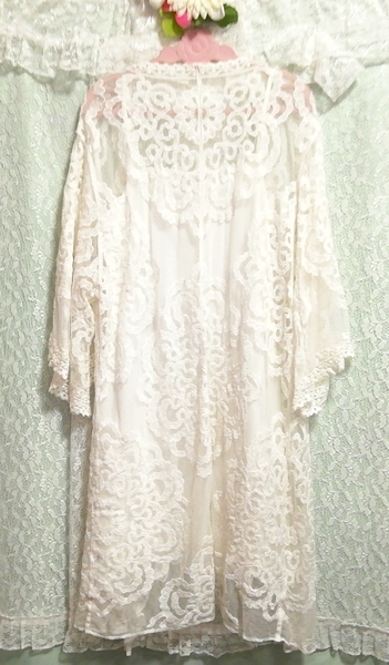 白レース羽織ガウン ネグリジェ ナイトウェア キャミソールベビードールドレス 2P White lace gown negligee nightwear camisole dress
