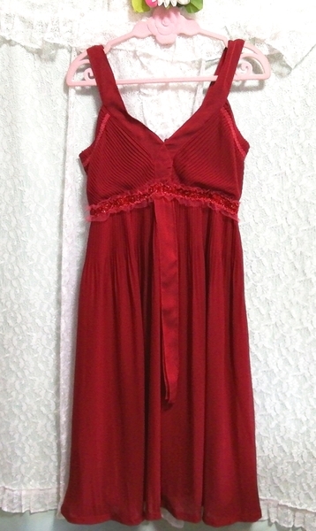 赤ワインレッドシフォン ネグリジェ ナイトウェア ノースリーブワンピースドレス Wine red chiffon negligee nightwear sleeveless dress