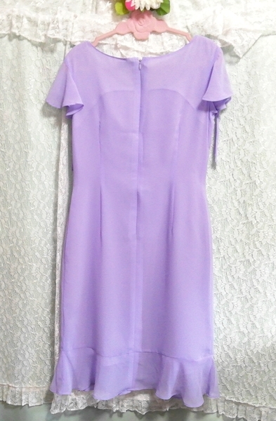 紫シフォン ネグリジェ ナイトウェア 半袖ワンピースドレス Purple chiffon negligee nightwear short sleeve dress