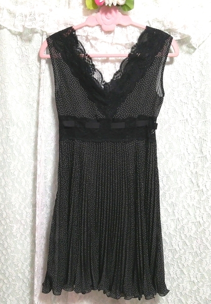  black race polka dot chiffon negligee Night wear no sleeve One-piece dress Black lace polka dot chiffon negligee sleeveless dress