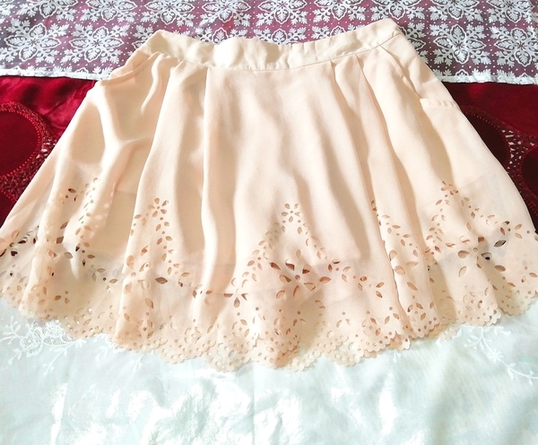 赤花柄シフォンチュニック ネグリジェ ピンクミニキュロットスカート 2P Red floral chiffon tunic negligee pink mini culottes skirt_画像3