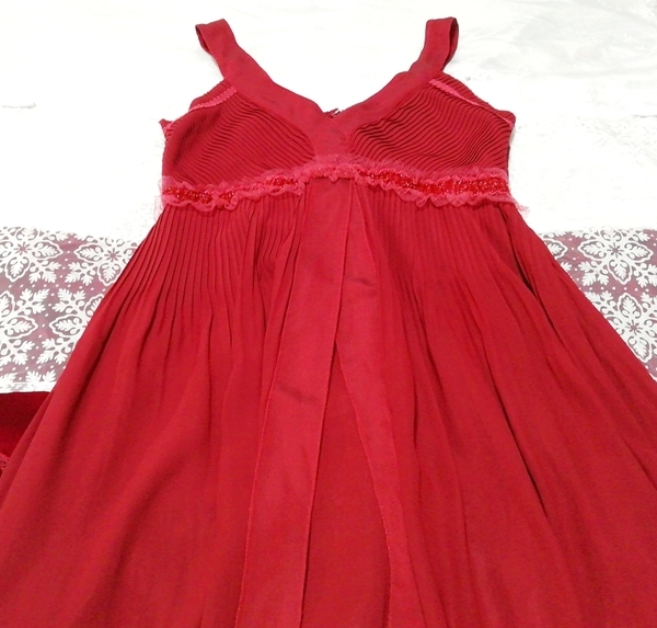 赤ワインレッドシフォン ネグリジェ ナイトウェア ノースリーブワンピースドレス Wine red chiffon negligee nightwear sleeveless dress