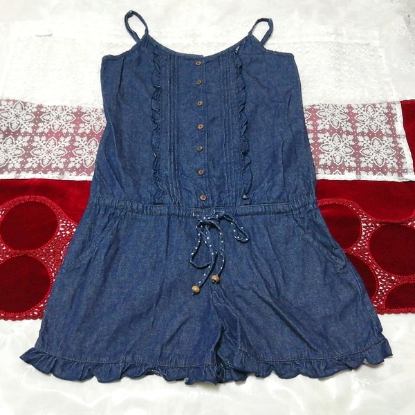  navy blue Denim camisole culotte cotton negligee One-piece Denim camisole cotton negligeee dresse