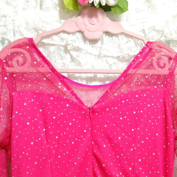 ピンクフリルマーメイド ネグリジェ ナイトウェア 長袖ワンピースドレス Pink ruffle mermaid negligee nightwear long sleeve dress_画像5