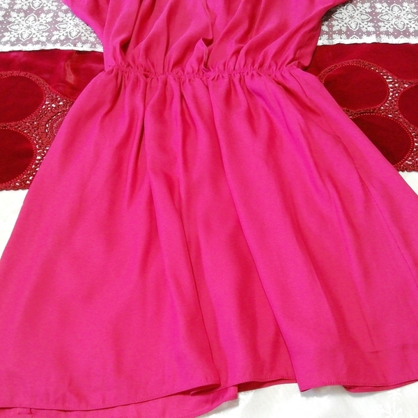  magenta pink back empty no sleeve tunic negligee One-piece Magenta pink backless sleeveless tunic negligee dress