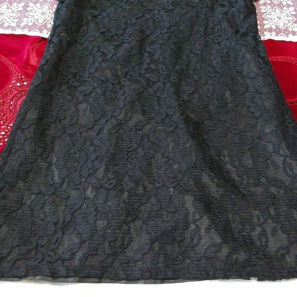 黒レース半袖チュニック ネグリジェ ナイトウェア ワンピース Black lace short sleeve tunic negligee nightwear dress_画像2